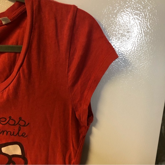 Hello Kitty Woman’s T-Shirt L Red Cotton Cap Sleeve V-Neck watermelon Sweetness - Picture 5 of 7